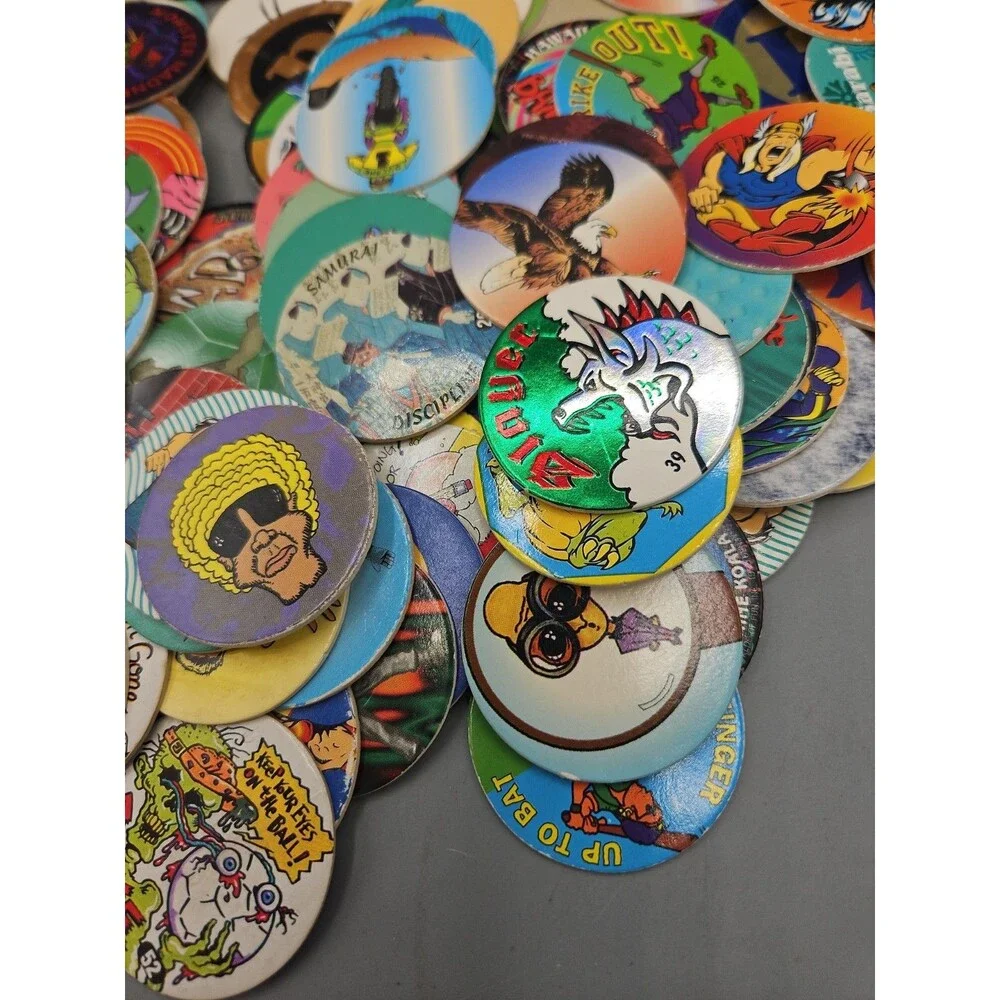 Vintage POGS Lot Of Over 320 Pieces W/ Slammers 90s Bart Jurassic Rangers Poison